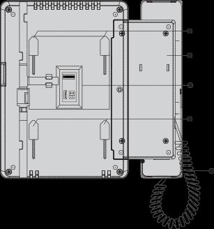 Části a funkce Mikrofon Instalační otvory LCD Displej Sluchátko Sluchátko Tlačítko nahoru
