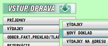 Vystavenie faktúry z výdajky - postup V module PROLEM v časti VSTUP / VÝDAJKY / NOVÝ DOKLAD vytvorte výdaj tovaru.