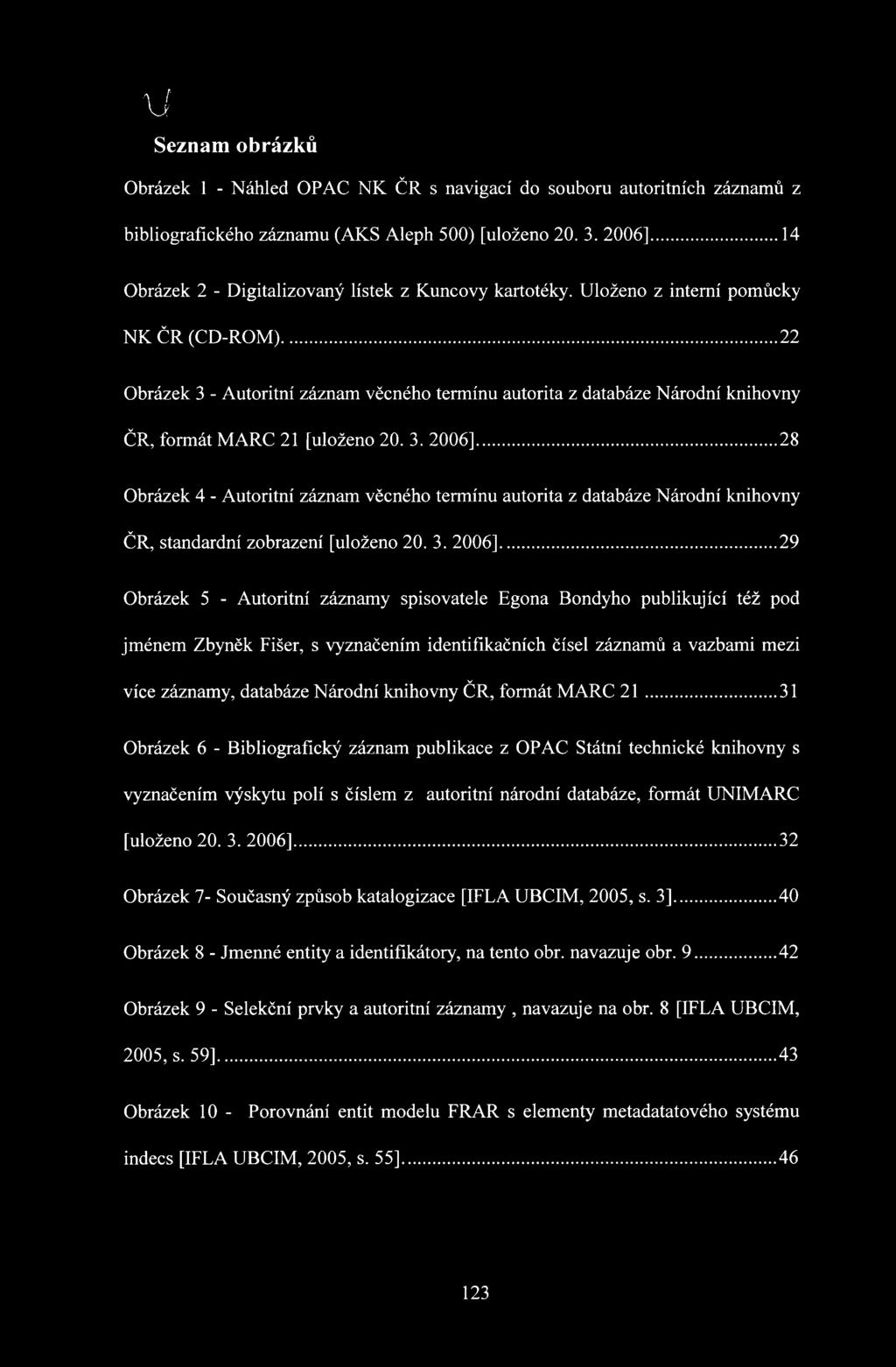 .. 22 Obrázek 3 - Autoři tni záznam věcného termínu autorita z databáze Národní knihovny ČR, formát MARC 21 [uloženo 20. 3. 2006].