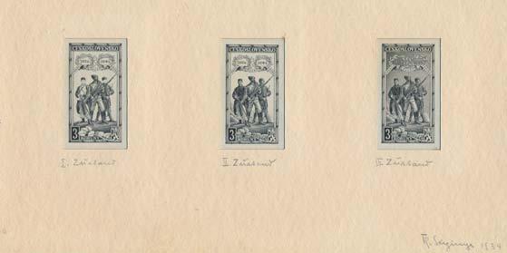 LOSY 445-459 FOTO STRANA 15 446 tmavě modrý ZT 226, 3Kč Praha, nehotové hodnotové štítky 5 000,- 447 černý ZT 226, 3Kč Praha, nehotové hodnotové štítky 5 000,- 448 zelený ZT 226, 3Kč Praha, černé