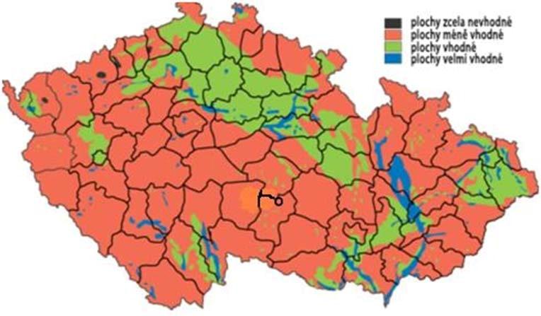 OBRÁZEK ČÍSLO 74: VYHODNOCENÍ OBLASTÍ ČR Z POHLEDU VHODNOSTI VYUŽITÍ GEOTERMÁLNÍ ENERGIE S VYUŽITÍM GEOTERMÁLNÍHO TEPLA SPODNÍCH VOD A SUCHÉHO TEPLA HORNIN TABULKA ČÍSLO 81: KATEGORIZACE A ČLENĚNÍ