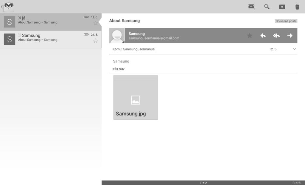 Komunikace Chcete-li změnit nastavení aplikace Google Mail, klepněte na položku Nastavení.