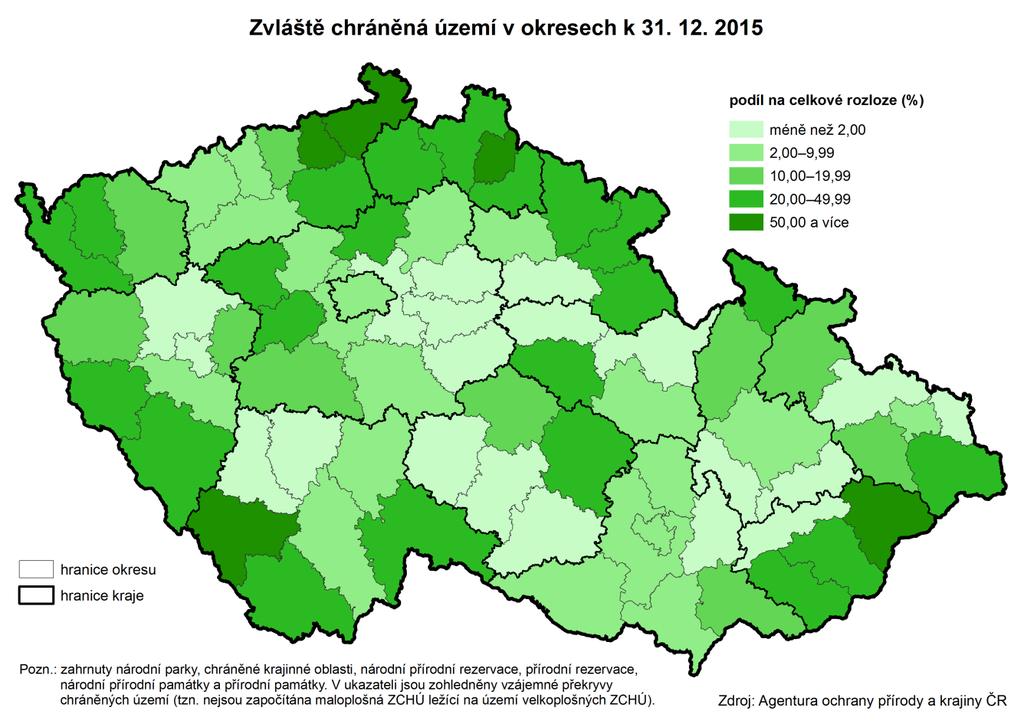 4. Životní prostředí Zemědělské půdy ubývá ve prospěch lesů Největší rozloha chráněných území je na Chrudimsku V Pardubickém kraji pokračoval i v roce 215 dlouhodobý pokles výměry orné půdy, naproti