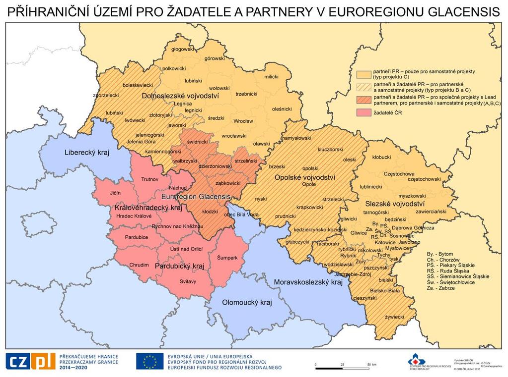 Územní působnost Správce pro Euroregion Glacensis: Fond mikroprojektů v Euroregionu Glacensis Na české straně: - správní území okresů: Jičín, Trutnov, Náchod, Hradec Králové, Rychnov nad Kněžnou,