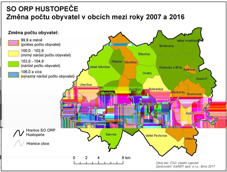Vývoj počtu obyvatel v obcích mikroregionu Hustopečsko Za posledních 10 let došlo ve Starovičkách k nárůstu počtu obyvatel o 11,5 %.