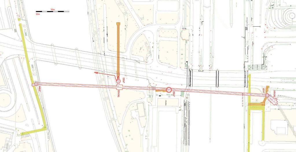 50m 10m J104 kolektor SPHM SPHM utility TK103 J102 TK101 J103 Obr. 2 Situace stavby Fig.