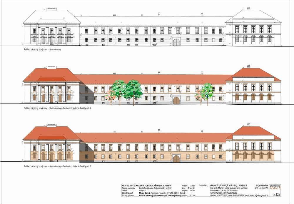 Projekt obnovy seredského kaštieľa 2006 Ing. arch.