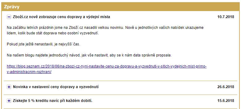 1. Sleduji aktuality Po přihlášení do administrace vašeho e-shopu (https://admin.zbozi.cz/infoscreen) najdete aktuální informace ze Zboží.cz. Na blogu Zboží.cz (https://blog.seznam.