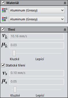 VLASTNÍ KONSTRUKČNÍ PROVEDENÍ Pro zpřesnění výsledků byl přidán prvek Kontakt objemového tělesa, který by měl do výpočtu zohlednit statické a dynamické tření.