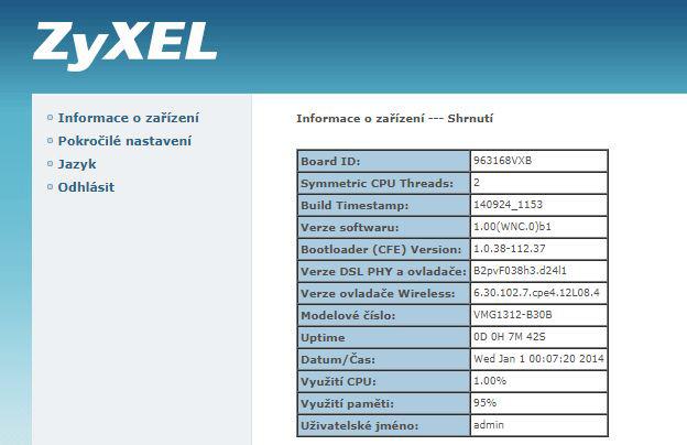 4 Postup na korektnú konfiguráciu pripojenia na internet 9 Do poľa Meno používateľa zadajte admin.