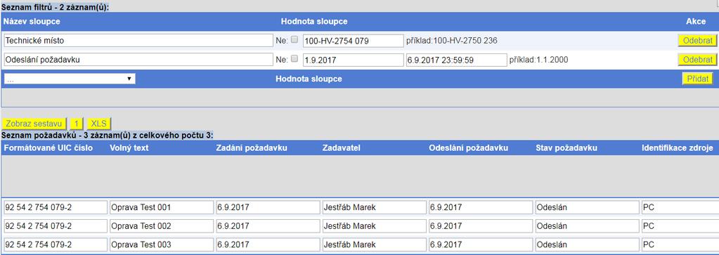 Vypíše požadované hodnoty a stiskne tlačítko zobrazit