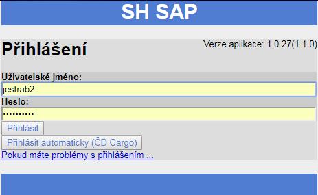 Úvodní informace k aplikaci SH SAP Aplikace SH SAP slouží pro zakládání a zpracování hlášení na údržbu či opravu ŽKV mimo prostředí systému SAP ERP.