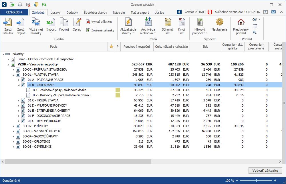 PROGRAM CENKROS 4 11 V hornej časti okna sa nachádza pás s nástrojmi. Pomocou nich môžete vykonávať rôzne operácie so zákazkami. Pod ikonami je zobrazený samotný zoznam zákaziek.