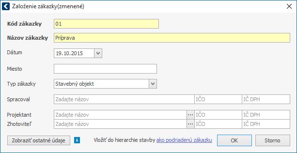 PROGRAM CENKROS 4 13 2.3.2 ZALOŽENIE OBJEKTU A ČASTI Ak chcete v stavbe vytvoriť objekt, v Zozname zákaziek sa na ňu nastavte a stlačte ikonu.