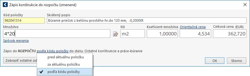18 PRÍRUČKA K DEMOVERZII STAVEBNÉHO PROGRAMU CENKROS 4 Ak sa chcete prepnúť do iného cenníka (napr. 001 Zemné práce), vyberte ho zo zoznamu cenníkov, ktorý sa nachádza nad panelom s obsahom cenníka.