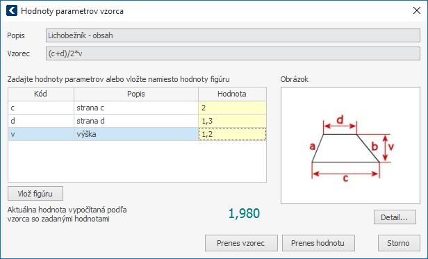 PROGRAM CENKROS 4 21 PRÍKLAD: Chcete vypočítať plochu stropu vo veľkej obdĺžnikovej kuchyni s lichobežníkovým výklenkom napr. na položke 611464255 Vnútorná omietka stropov.