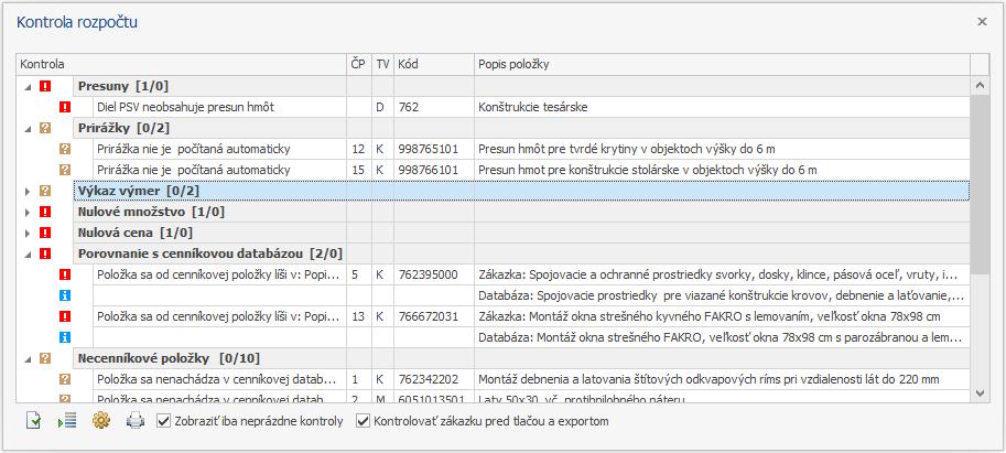 36 PRÍRUČKA K DEMOVERZII STAVEBNÉHO PROGRAMU CENKROS 4 Ak ste použili figúru, je potrebné skontrolovať aj jej výpočet, pretože chyba vo výpočte jednej figúry spôsobí chybu v množstvách viacerých