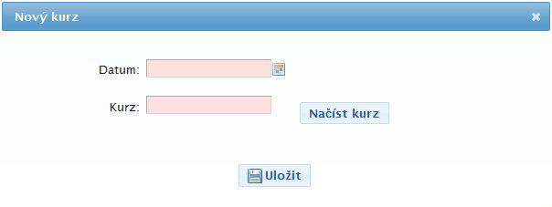 Obrázek 26. Vložení nového kurzu Kliknutím na existující záznam (Datum, Akce) v číselníku přejdete na formulář pro editaci kurzu daného dne.