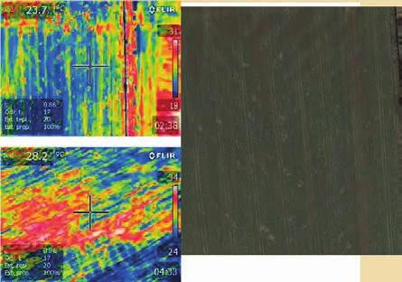 Obr. 68a ukázka pořízeného záznamu multikoptérou s termální kamerou, s ukázkou vizualizace DS na souběžně pořízeném snímku ve viditelném spektru Další vybavení: HW: - Geodetická GPS pro zaměření