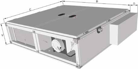 vana odvodu kondenzátu revizní dveře obtoková klapka se servomotorem (plynule nastavitelná) Rozměry EC ventilátor odvodu vzduchu odpadní vzduch venkovní vzduch snímač diferenčního tlaku pro kontrolu