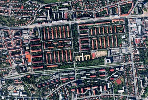 3 4 Obr. 3. Praha-Stra nice (Mâ Praha 10), sídli tû Solidarita. PÛvodní sídli tû tvofiené ãtyfimi skupinami domû se severojiïní orientací bylo pozdûji doplnûno bûïn mi bytov mi domy.