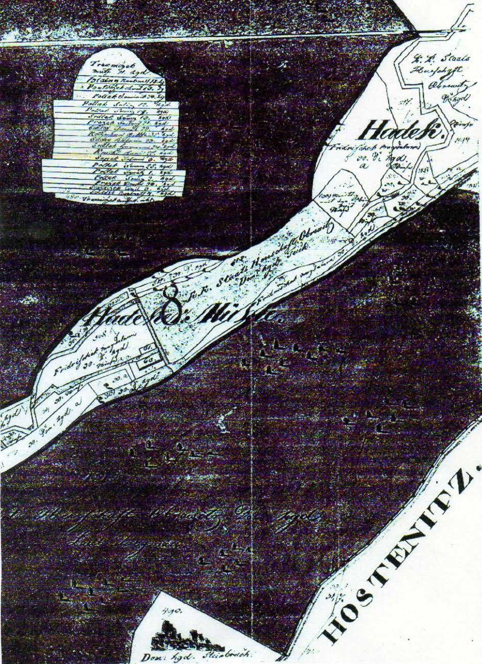 A nakonec mapka z Ochozského katastru z 19. století.