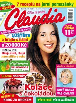 Pro ženy Týdeníky CLAUDIA Claudia je ženský týdeník, který za přijatelnou cenu nabízí vše, co ženy baví, když si chtějí odpočinout.