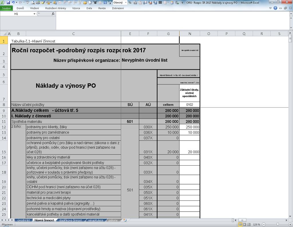 3. Tabulka se skrytými sloupci Seznamy ORJ příspěvkových organizací dle jednotlivých oblastí ORJ pro PO - rok 2017 sociální název 0021 Odborné sociální poradenství 0022 Pečovatelská služba 0023