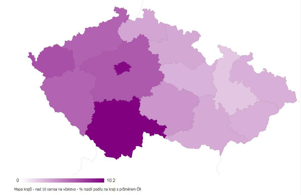 Varroáza 2018 Stanoviště s průměrným počtem