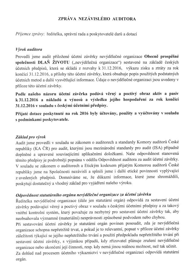 Obecně prospěšná činnost DLAŇ