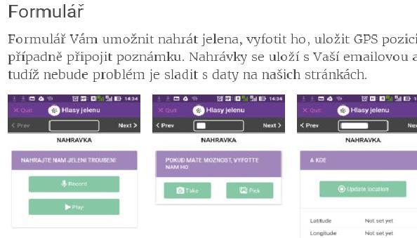 3. NÁLEZOVÉ DATABÁZE A MOBILNÍ NÁLEZOVÉ A OHLAŠOVACÍ APLIKACE Projekt Hlasy jelenů http://hlasyjelenu.