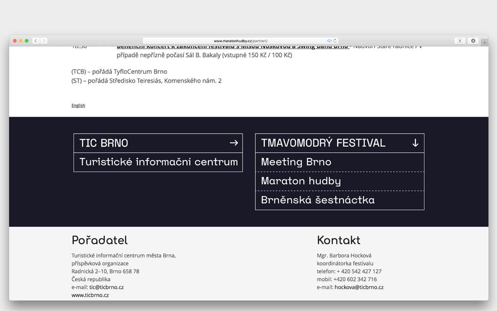 Webové stránky samostatných projektů TIC BRNO Pro webové rozhraní samostatných projektů TIC BRNO (např.