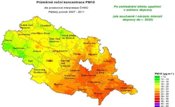 Obrázek 57: Modelové vyhodnocení dopadu nově stamnovených dopravních opatření,