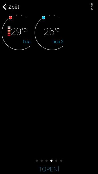 Topné okruhy lze ovládat přímo z místností, do kterých byly přiřazeny.