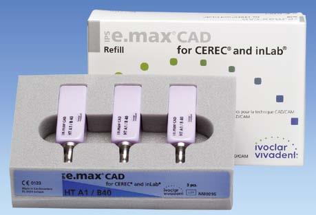 max CAD jsou vyrobeny z lithium disilikátové sklokeramiky a nabízí nové možnosti ve využití bezkovovové keramiky s ohledem na maximální estetiku.