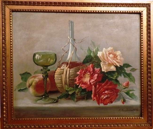 Hutchenreuter Zátiší s vínem a pivoňkami / Still life
