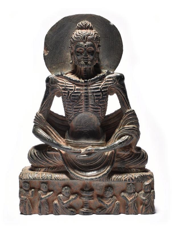 119 120 SEDÍCÍ BUDDHA HLADOVĚJÍCÍ přelom 17. a 18. století, Čína, Taiwan, řezba do zeleného minerálu, v.