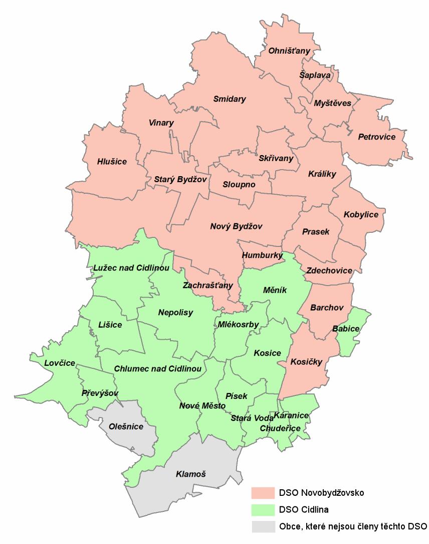 Přehled obcí na území MAS Zdroj: GIS Území je jednotné, ucelené s přirozenými spádovými hranicemi s dvěmi
