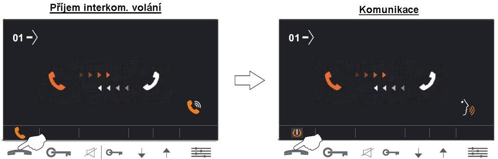 11.5. Interkom v rámci bytu V klidovém režimu monitoru stiskněte tlačítko.