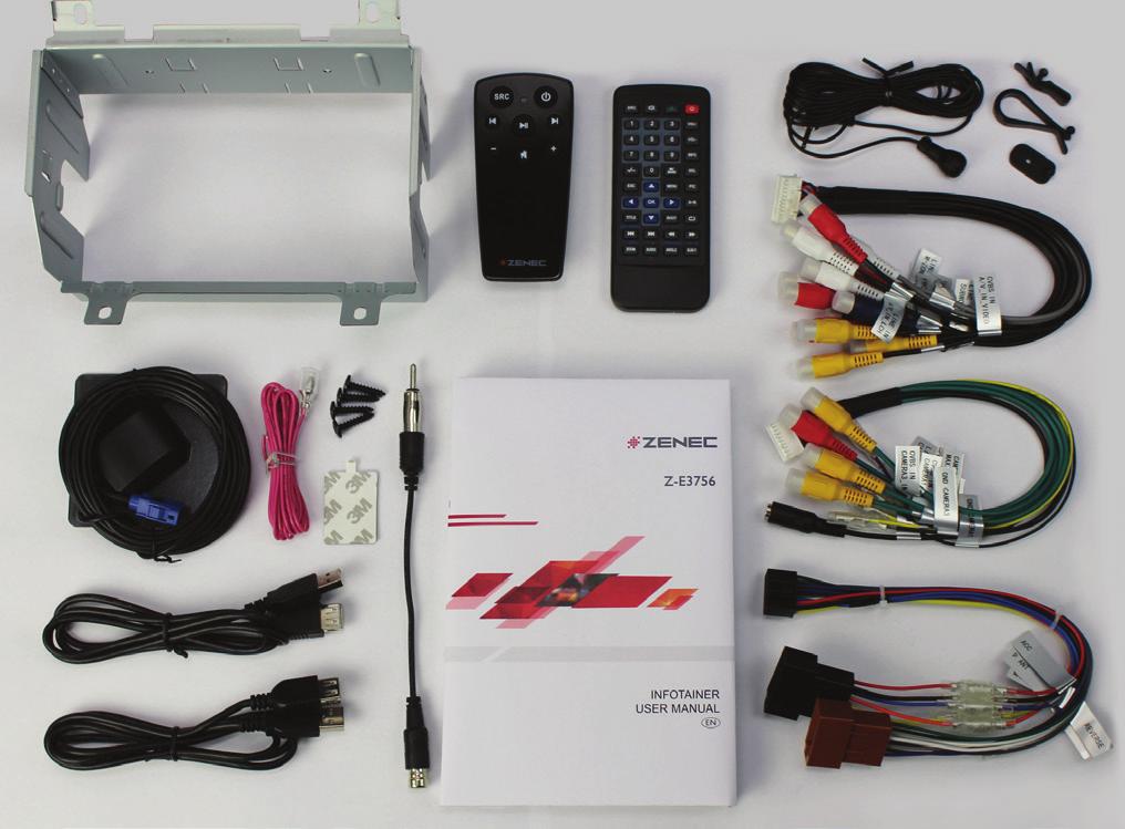Poznámky k instalaci PŘEHLED ZAHRNUTÉHO PŘÍSLUŠENSTVÍ UPOZORNĚNÍ Instalaci systému ZENEC by měla provádět autorizovaná osoba. Instalace vyžaduje specifické znalosti a nástroje.