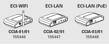 požadavku. RF Ethernet interface komunikuje bezdrátově a po kabelu Provedení ECI-LAN ECI jednotky s bezdrátovou komunikací jsou vyráběny pro různé standardy komunikace a možnosti napájení.