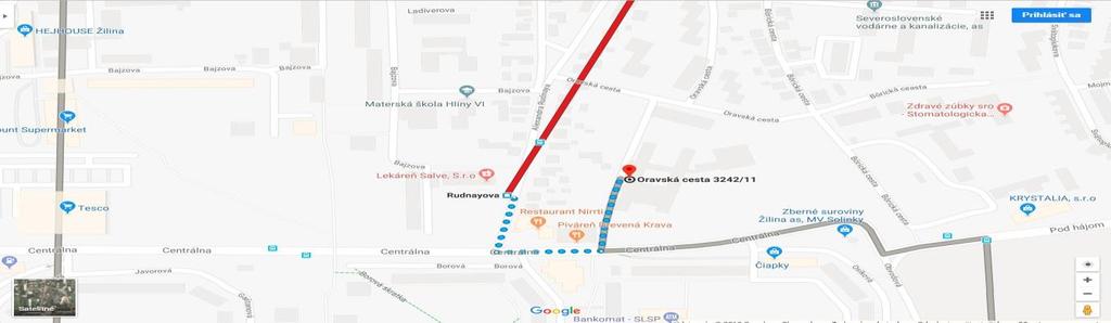 Možnosť: DOPRAVA MAPA (železničná stanica, vpravo zastávka trolejbusu č.
