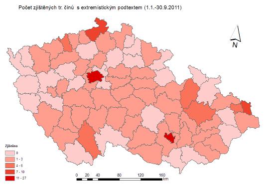 trestných činů je evidováno v Praze a