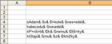 V programe MS EXCEL