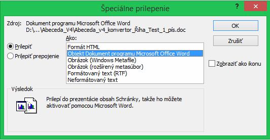 V Power Pointe je situácia zložitejšia. Keď do textového rámu prekopírujeme obsah Clipboardu vidíme napr.