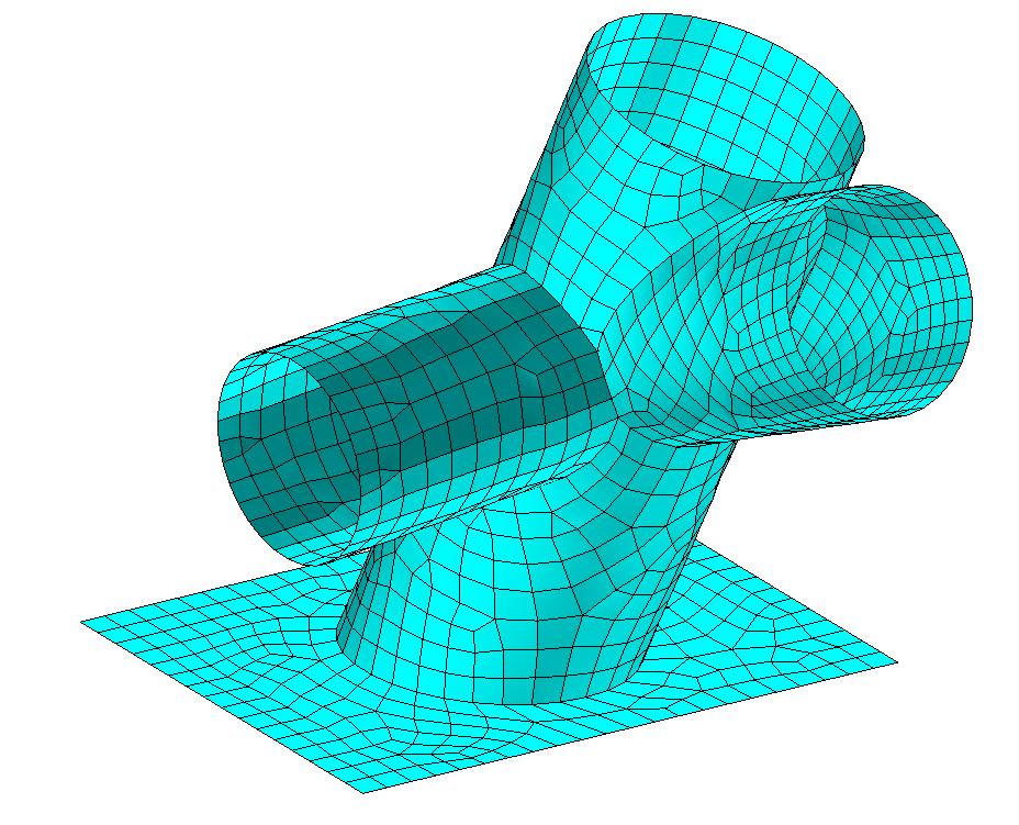 Jelikož se na řešené konstrukci rámu vyskytovalo několik geometricky složitých míst, bylo nutné tyto konstrukční uzly vysíťovat jednotlivě.