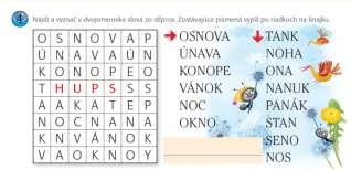 Návrh prípravy na vyučovaciu hodinu číslo 101 4. záverečná Šlabikár, strana 25, úloha 2 riešenie dvojsmerovky zaradenia je precvičenie grafickej podoby slov a ich prečítanie.