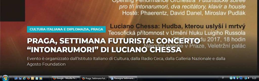 organizzato dall Istituto Italiano di Cultura, dalla Radio Ceca, dalla Galleria Nazionale e dalla Agosto Foundation Roma, 27 novembre 2017-14:55 fonte: AGV - Agenzia Giornalistica il Velino di Red