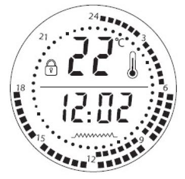 Nastavitelný týdenní režim topení 1. Po aktivaci tohoto režimu se na displeji rozbliká symbol pro pondělí. šipkovými tlačítky přepínejte mezi dny. 2. Pro potvrzení stiskněte "PROG". 3.