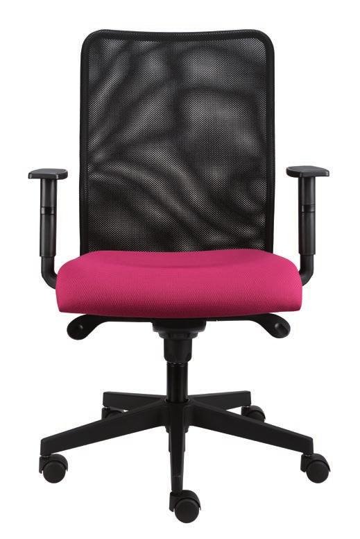 INDIA kancelářské židle INDIA Hmotnost 16 kg Balení 0,30 m 3 Šířka sedáku 51 cm Celková šířka 56 cm 30 45 INDIA Základní varianta zahrnuje: fixní síťovaný opěrák bez područek Loop nylonový černý kříž